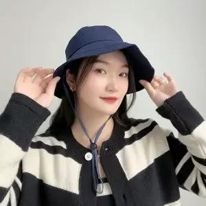 [하프클럽/]여성 스트랩 밴딩 버킷햇 네이비 탈부착 벙거지 모자 데일리 햇