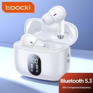 Toocki TWS 무선 블루투스 이어폰 5.3 터치 컨트롤 음악 이어버드 LED 디지털 방수 스포츠 헤드셋(마이크