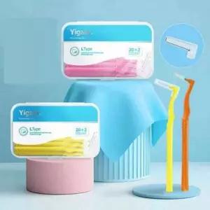 핑크 옐로우 오렌지 치간 구강칫솔 칫솔 휴대용 치실 케이스 1.0mm