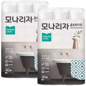 [하프클럽/모나리자]모나리자 홈앤화이트 화장지 30롤 2팩 60롤