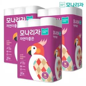 [하프클럽/모나리자]모나리자 3겹 천연펄프 자연이좋은 화장지 30M 30롤 3팩