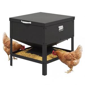DANRELAX 금속 닭 모이통, 56L 대용량 오리 45.7 다리가 닭, 보관함, 49 45.7CM(18 아연 18인치) 올라간 사료 X 다리, 뒷마당용 가금류 19.2 스틸 블랙 도금 피더,