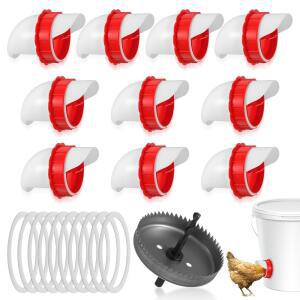 KIFMURASE 10PCS DIY 치킨 피더 노 워터러 트로프용 10개의 있는 웨이스트, 방수 덮개가 가금류 중력 디스펜서 키트, 버킷 톱, 자동 푸드 1홀 세트