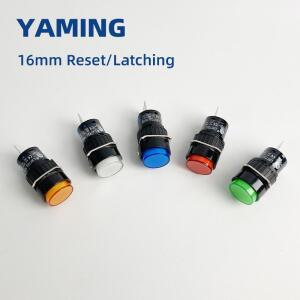 5개/몫 1NO 1NC 푸시 버튼 스위치 실버 접점 LAY72 LA16 순간 재설정 자동 잠금 원형 전원 공급 장치 16mm