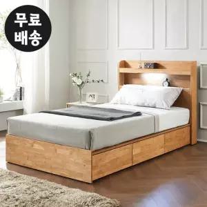 레온 고무나무 원목 침대 프레임 수납 퀸사이즈(Q)
