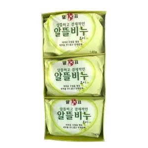 얼굴비누 말표 알뜰비누 세수비누 세안 업소용 목욕탕 오이 3개입 140g