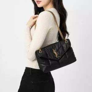[생로랑] 루루 푸퍼 스몰 블랙 숄더백 금장 577476 1EL07 1000 157435532