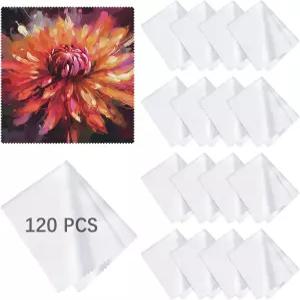 안경용 극세사 청소포 120팩 5.5 x5.5 승화 렌즈 실버웨어 카메라 휴대폰 및 노트북용 흰색
