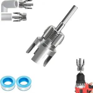 OUYUEZYR 내부 및 외부 PVC 파이프 나사산 도구 1/2인치 3/4인치 다이가 있는 가정 수리 배관 DIY