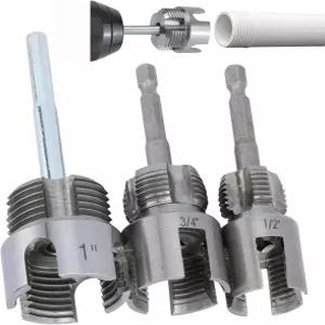 QSYZAIL 3개 PVC 파이프 나사산 키트 통합 내부 및 외부 절단 도구 세트 1/2인치 3/4인치 플라스틱