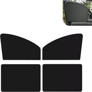 Icyfond 4PCS 카 사이드 윈도우 선쉐이드 마그네틱 폴더블 자동차 앞뒤 자동 커튼 블랙아웃 커버 자외선