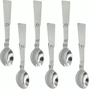 Maydahui 6 PCS 접이식 숟가락 및 포크 SUS 8/0 304 스테인리스 샐러드 보온병 여행용 휴대용