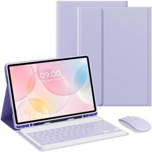 삼성 갤럭시 탭 A9+ / A11+ 플러스 2023 /2025 11인치, 펜 슬롯이 있는 탈착식 태블릿 케이스 마우스가 폴리오 키보드 커버(보라색)용