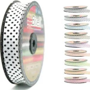 면 폴드 바이어스 바인딩 테이프 - 3/4 인치 20mm 너비 27 야드 폴카 도트 단일 의류 DIY 블랙 B11