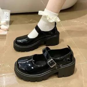 [라일리] Rly 통굽 슈즈 플랫폼 여자 버클 힐 펌프스 2col