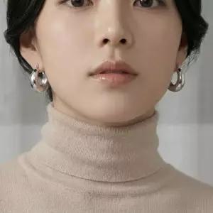 [라일리쥬얼리] Rly 실버 원터치 링귀걸이 볼드 라운드 후프 귀걸이