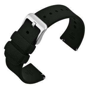 남성용 ANNEFIT 실리콘 시계 밴드 퀵 릴리스가 있는 부드러운 고무 스트랩 실버 버클이 밴드 폭 20MM(블랙)