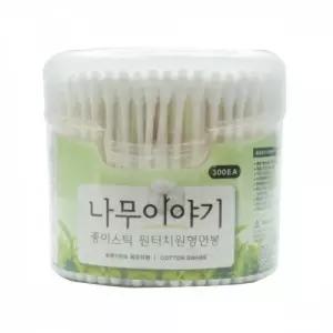 부드러운 순면 원형 면봉 300개 귀이개 일회용면봉
