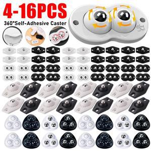 4-16pcs 자기 접착제 음소거 공 범용 휠 4 구슬 캐스터 바퀴 스테인레스 스틸 360 ° 회전 풀리