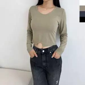 요가 긴팔 티셔츠 크롭 홈웨어 헬스 운동복 스쿱넥