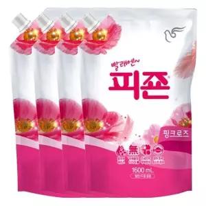 [하프클럽/]피죤 섬유유연제 핑크로즈 1600ml X 4개