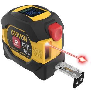 LEXIVON 2 in 1 디지털 테이프 측정 | 백라이트 LCD 화면에 130피트 / 40m 거리 측정기 디스플레이, 16피트 5m 자동 잠금 Ft 인치 분수 M mm(LX-201)