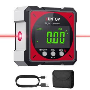 (클래스 2, 1mW 출력)가 장착된 XUNTOP USB 충전 디지털 앵글 파인더 레벨 박스, 걸이 장식용 4면 강력 자기 게이지 IP54 방수 경사계