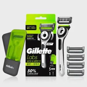 매장정품 GILLETTE 랩스 딥클렌징바 샤프화이트 핸들1 + 면도날 5입 트래블케이스