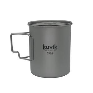 뚜껑이 있는 쿠빅 티타늄 컵 550ML (18.6온스) - 배낭여행 캠핑 생존을 위한 초경량 및 컴팩트 냄비