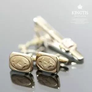 KINGTIS 유니크한 넥타이핀+카우스버튼 세트