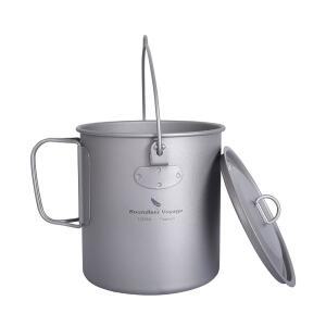 우샤레도 야외 750ML - 2900ML 티타늄 냄비 뚜껑 접이식 베일 손잡이 캠핑 하이킹 피크닉 초경량 물병 컵 머그잔 스포크 세트