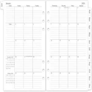 2026 월간 플래너 리필 6홀용 A5 중형 인서트 5.5 x8.5 2026년 1월 - 12월 적층 탭이 있는 12개의 캘린더