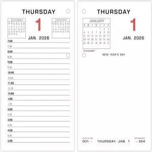 AT-A-GLANCE 2026 데스크 캘린더 리필 매일 3-1/2인치 x 6인치 표준 루즈 (E0175026)