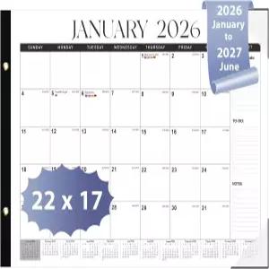 2026 탁상 달력 대형 22인치 x 17인치 2026년 1월 - 2027년 6월 가정 교사용 학교 사무용품을 위한 월간 벽