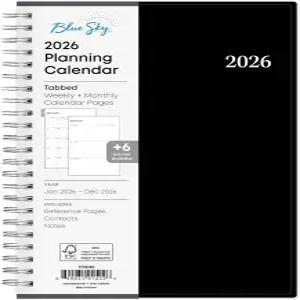 블루 스카이 2026 주간 및 월간 플래너 캘린더 2026년 1월 - 12월 5인치 x 8인치 유연한 커버 와이어바운드