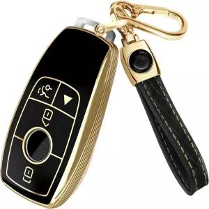 메르세데스 벤츠 키포브 커버 및 가죽 키체인과 호환되는 Lucrum - A CLA CLS E G GLE S-Class 2019-2025용