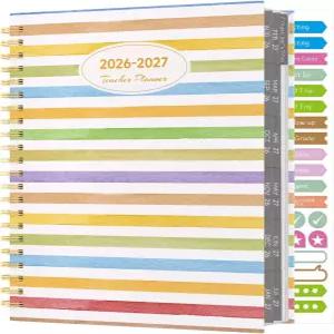 교사 플래너 2026-2027 스티커가 있는 주간 및 월간 학년 수업 계획서 8.5인치 x 11인치 와이어바운드