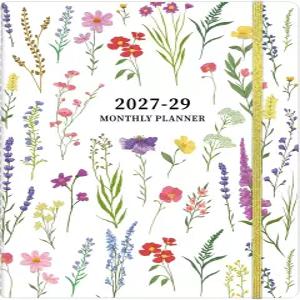 2027-2029 월간 플래너 3년 캘린더 2027년 1월 - 2029년 12월 8.3 x 11 36개월 엠보싱 커버 프린트 탭 포켓