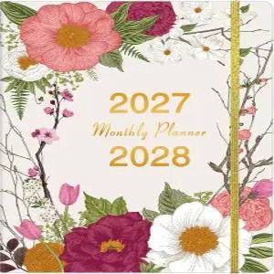 2027-2028 월간 플래너 2년 캘린더 2027년 1월 - 2028년 12월 8.3 x 11 24개월 엠보싱 커버 프린트 탭 포켓