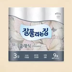 잘풀리는집 더 도톰한 3겹 무형광 화장지 휴지 9롤_25856067