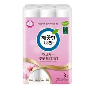 벚꽃향 부드럽고 도톰한 3겹 허브가든 롤 화장지 30롤_25856114
