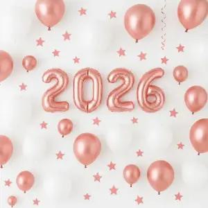[룽스_66]숫자은박풍선(소)로즈골드2026패키지 신년