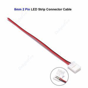 2핀 8mm LED 스트립 커넥터 (케이블 포함 22AWG 15cm) 10mm 테이프 (3528 2835 5050 SMD 단색