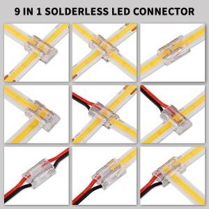 8개 LED 커넥터 무납땜 9 in 1 투명 DIY L T X 모양 15cm 와이어 2핀 8mm 10mm COB 스트립 조명용