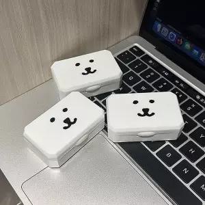 WL 농담곰 곰돌이 렌즈통 렌즈케이스 소프트렌즈 하드렌즈 통 케이스 렌즈집게 콘택트렌즈 WFNNT