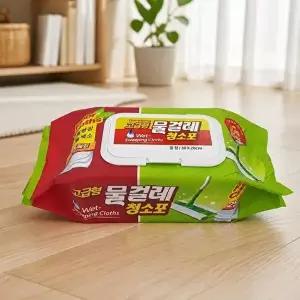 고품질 중형 물걸레 청소포 캡형 25매 15입 구성 물걸레청소포 일회용청소포 일회용걸레 WFOGA0Y