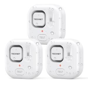 가정용 TECKNET 누수 감지기 120dB 센서 알람 IP66 방수 욕실용 싱크대 세탁실 창문 지하실 주방 3팩 배터리 포함