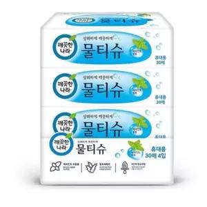 활성탄필터 리필형 물티슈 30매x4입