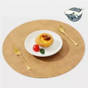 브라운 가죽 원형 테이블 매트 홈 인테리어 원형식탁매트 원형매트 원형테이블매트