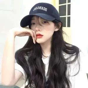 네이비 레터링 캡모자 웨이브 가발 여성가발